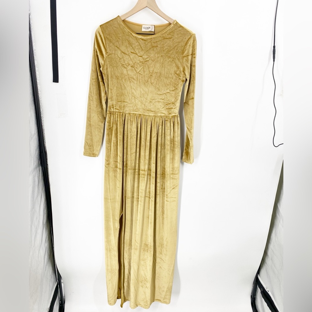 Club London NWT Gold Velvet Dress Sz 12 - Picture 2 of 6